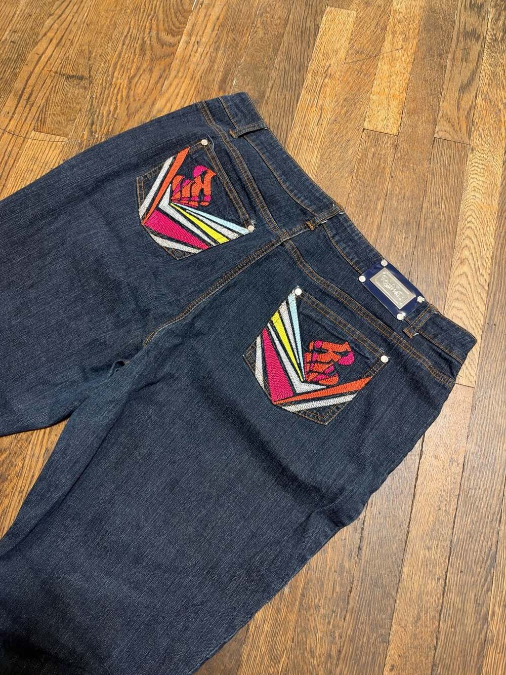 Rocawear Embroidered Jeans Size 22 Dark Wash Denim Y2K Streetwear